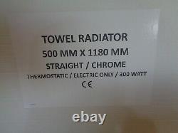 Towel Warmer Electric Thermostatic Element Chrome New H X 1180 W X 500