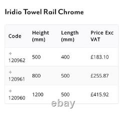 Towelrads Iridio Heated Towel Rail Chrome 1200x500 (B)