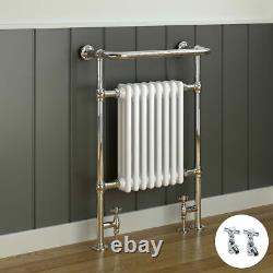 Traditional Bathroom Heated Column Towel Rail with valve 952x659mm Chrome White