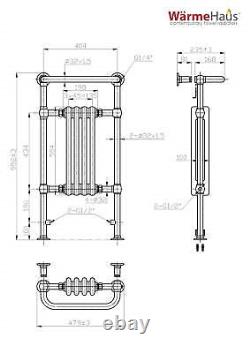 Traditional Bathroom Heated Towel Rail Column Radiator Rad 952 x 479 mm Chrome