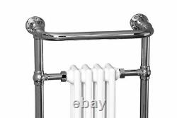 Traditional Bathroom Heated Towel Rail Column Radiator White & Chrome 952x479mm