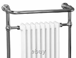 Traditional Bathroom Heated Towel Rail Column Radiator White & Chrome 952x659mm