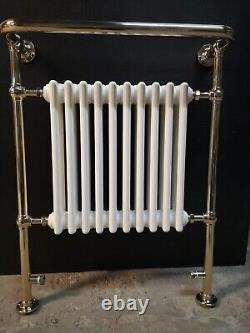 Traditional Bathroom Heated Towel Rail Column Radiator White & Gold