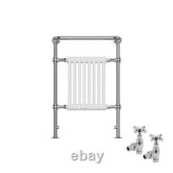 Traditional Bathroom Heated Towel Rail Column Victorian Radiator Chrome & White