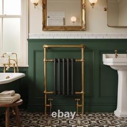 Traditional Brass & Black Heated Towel Rail Radiator 5 Column 498 x 940mm