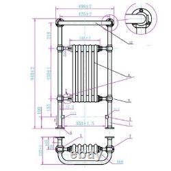 Traditional Brass & Black Heated Towel Rail Radiator 5 Column 498 x 940mm