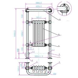 Traditional Chrome & Black Heated Towel Rail Radiator 5 Column 498 x 940mm