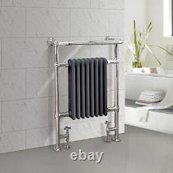 Traditional Column Heated Towel Rail Radiator 952 x 659mm Chrome & Anthracite