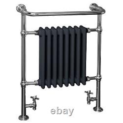 Traditional Column Heated Towel Rail Radiator 952 x 659mm Chrome & Anthracite