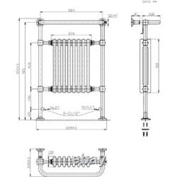 Traditional Heated Towel Radiator 952mm x 659mm Chrome Steel Wall Mounted