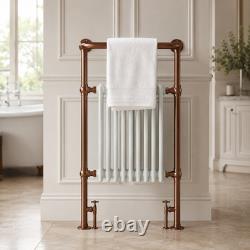 Traditional Heated Towel Rail Radiator White Column Brushed Copper 957x578mm