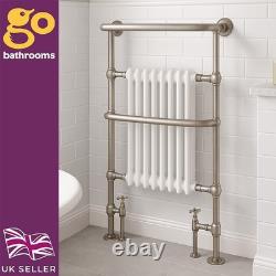 Traditional Nickel Heated Towel Rail Bathroom Column Designer Radiator 94x60cm