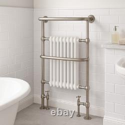 Traditional Nickel Heated Towel Rail Bathroom Column Designer Radiator 94x60cm