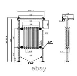 Traditional Nickel Heated Towel Rail Bathroom Column Designer Radiator 94x60cm
