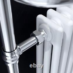 Traditional Towel Radiator Column Heated Bathroom Rad White Chrome 963x673x230mm
