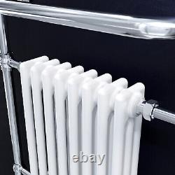 Traditional Towel Radiator Column Heated Bathroom Rad White Chrome 963x673x230mm