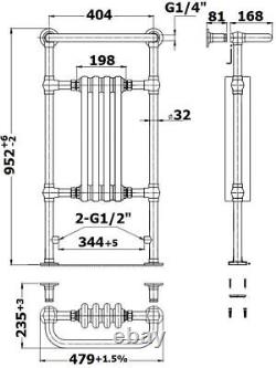 Traditional Victorian Bathroom Heated Towel Rail Radiator 952mm x 479mm NDT