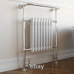 Traditional Victorian Bathroom Heated Towel Rail Radiator White/Chrome 952x659mm