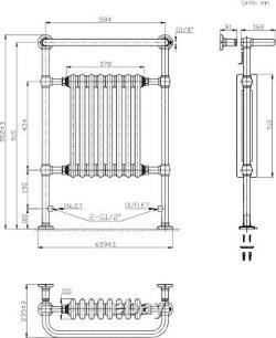 Traditional Victorian Bathroom Heated Towel Rail Radiator White/Chrome 952x659mm