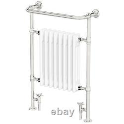 Traditional Victorian Bathroom Heated Towel Rail White/Chrome 952x659mm NDT