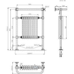 Traditional Victorian Bathroom Heated Towel Rail White/Chrome 952x659mm NDT