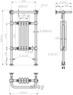 Traditional Victorian Column Bathroom Heated Towel Rail Radiator Designer Rads