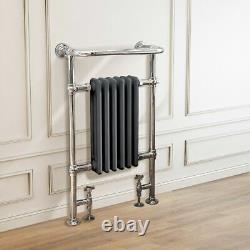 Traditional Victorian Heated Towel Rail 952 x 568mm Chrome & Grey Towel Radiator