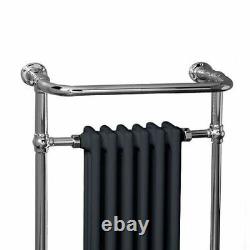 Traditional Victorian Heated Towel Rail 952 x 568mm Chrome & Grey Towel Radiator