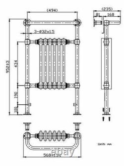 Traditional Victorian Heated Towel Rail 952 x 568mm Chrome & Grey Towel Radiator