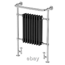 Traditional Victorian Heated Towel Rail Radiator 940 x 675 Chrome finished Black