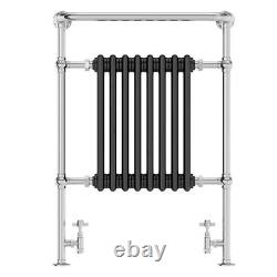 Traditional Victorian Heated Towel Rail Radiator 940 x 675 Chrome finished Black