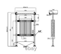 Traditional Victorian Heated Towel Rail Radiator Brushed Nickel Bathroom 94x50cm