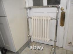 Traditional Victorian column bathroom heated towel rail/ radiator in white and