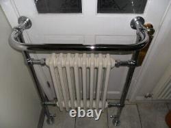 Traditional Victorian column bathroom heated towel rail/ radiator in white and