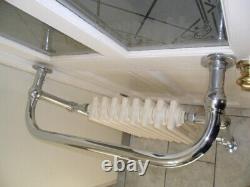 Traditional Victorian column bathroom heated towel rail/ radiator in white and