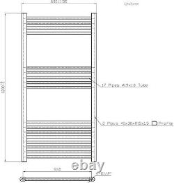 UK Designer Heated Towel Rail Straight Bathroom Radiator Heating Rads Matt Black