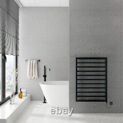 Valdern LORIDA Matt Black Designer Square Electric Heated Bathroom Towel Rail