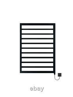 Valdern LORIDA Matt Black Designer Square Electric Heated Bathroom Towel Rail