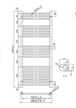 Vertical Bathroom Towel Rail Radiator Black 1200x500mm RRP £174.00