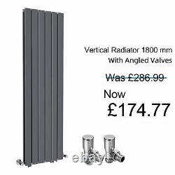 Vertical Designer Radiator Anthracite Double Flat Panel Heating Rads 1800x452 mm