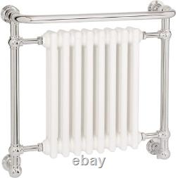 Victorian Heated Towel Rail, 8-Section Low Carbon Steel Radiator, White, 686x675