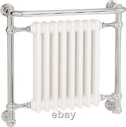 Victorian Heated Towel Rail, 8-Section Low Carbon Steel Radiator, White, 686x675