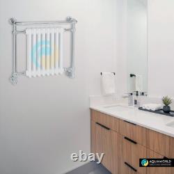 Victorian Heated Towel Rail, 8-Section Low Carbon Steel Radiator, White, 686x675