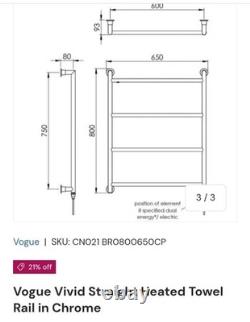 Vogue Vivid Straight Heated Towel Rail Chrome