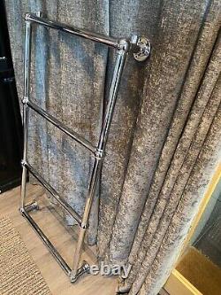 WALL MOUNTED Victorian Chrome on Brass Water Heated Towel Rail 1300 x 850mm