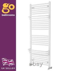 White Bathroom Radiator Modern Tall Heated Towel Rail & Hangers 1400x550mm