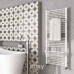 White Bathroom Radiator Modern Tall Heated Towel Rail & Hangers 1400x550mm