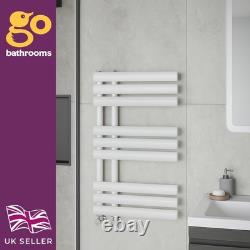 White Designer Oval Panel Offset Heated Towel Rail Bathroom Radiator 820 x 500mm