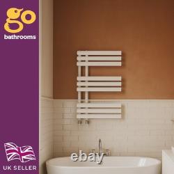 White Designer Oval Panel Offset Heated Towel Rail Bathroom Radiator 820 x 500mm