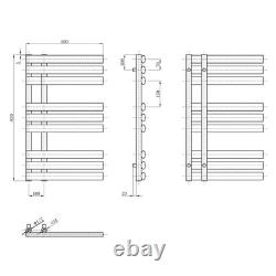 White Designer Oval Panel Offset Heated Towel Rail Bathroom Radiator 820 x 500mm